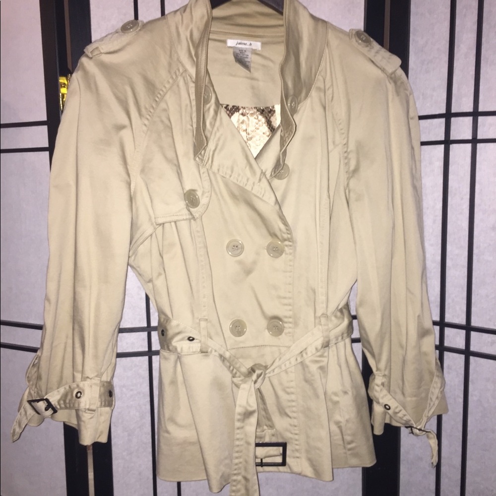 Tan rain jacket